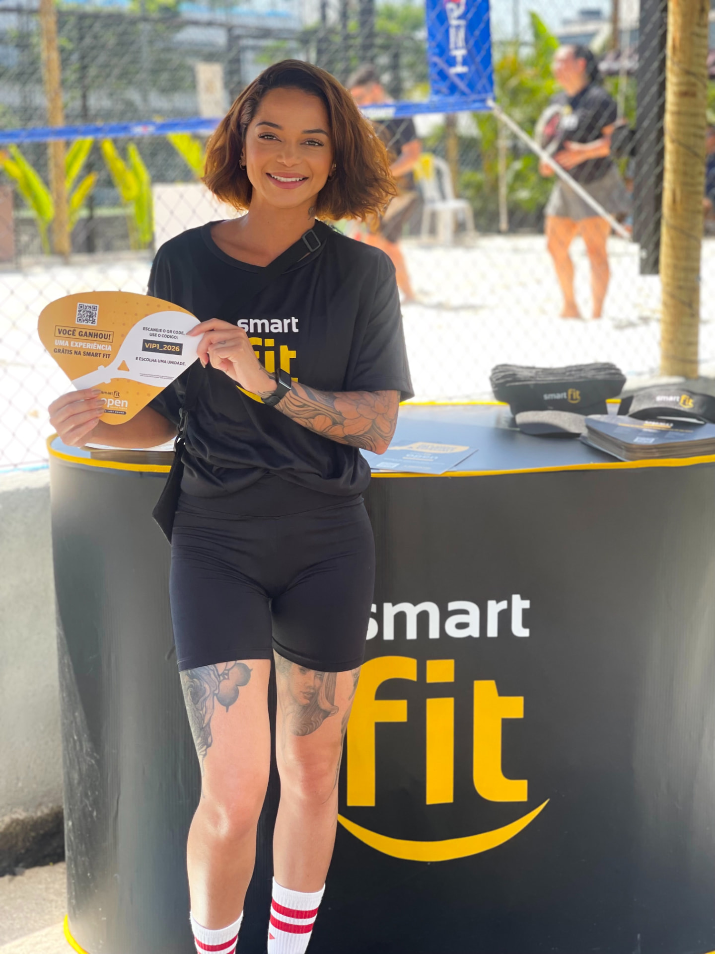 Bárbara Macedo em uma ação da Smart Fit